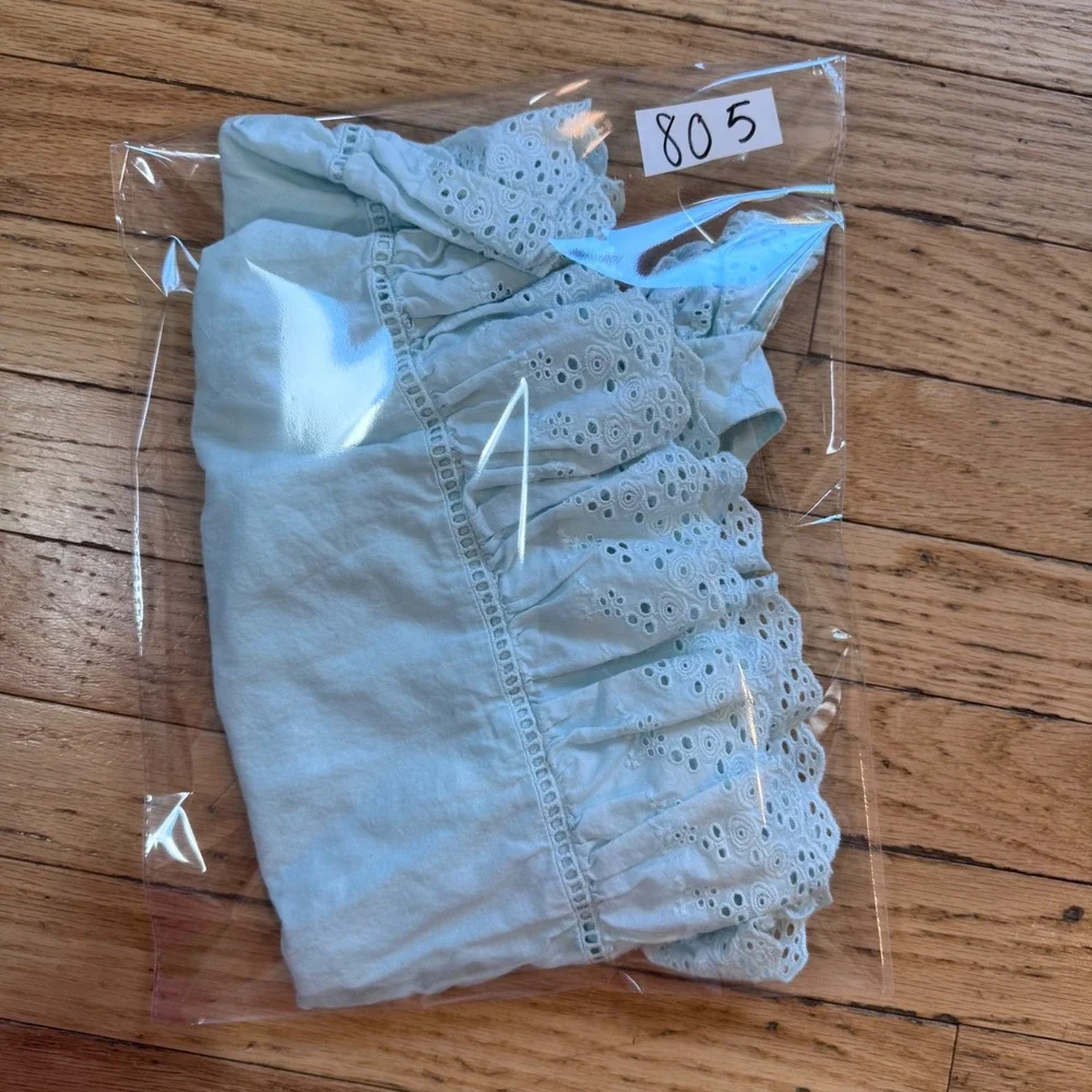 Baby‎ Gap Girls Light Blue Eyelet Ruffle Cotton Dress 6-12 Months Sleeveless